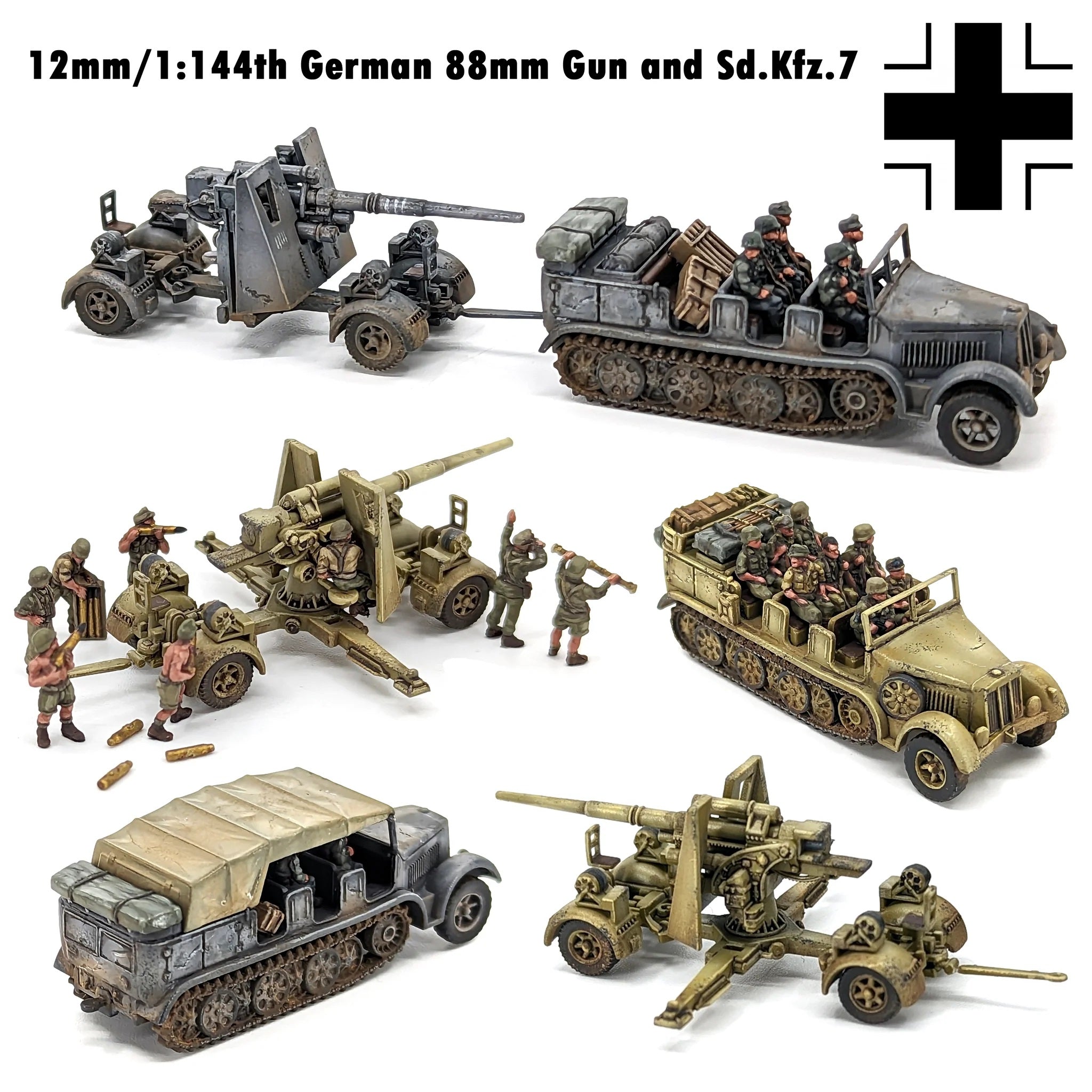 Victrix German 88mm Gun and Sd.Kfz.7 single sprue 12mm/1:144 scale VX12029