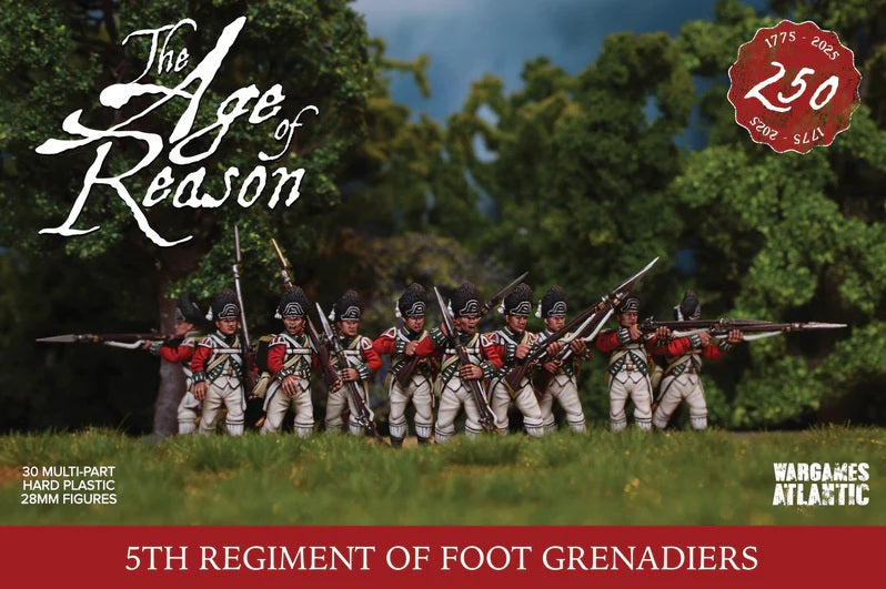 Wargames Atlantic British 5th Regiment of Foot Grenadiers AWI Age of Reason 28mm