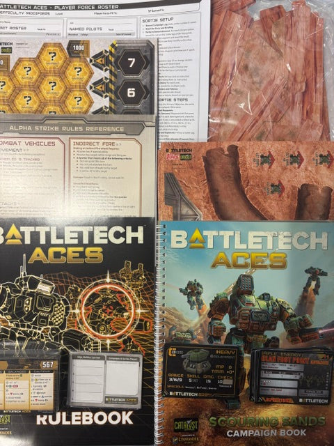BattleTech Aces Scouring Sands Rules, Campaign book, Ai Cards, Tokens, Terrain