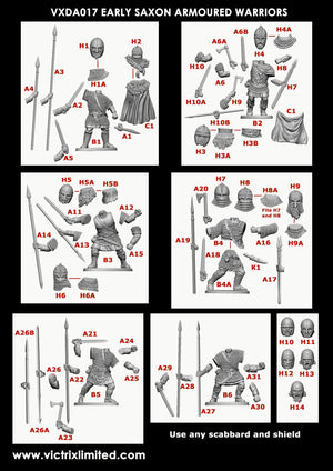 Victrix  - Early Saxon Armoured Warriors Single Sprue VXDA017 28mm Plastic
