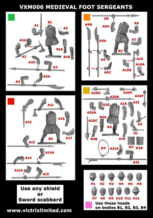 Victrix Medieval Foot Sergeants Single Sprue
