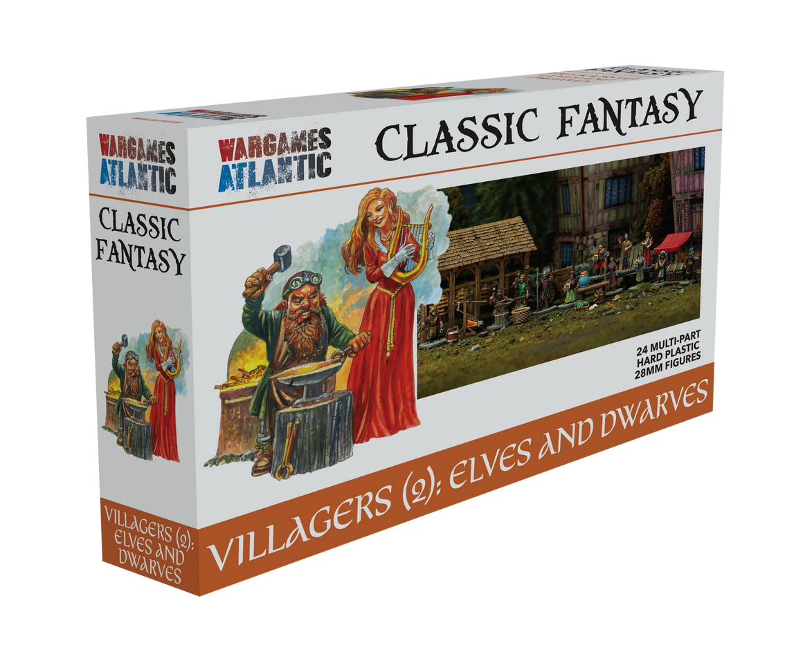 Wargames Atlantic Classic Fantasy  Villagers (2): Elves & Dwarves