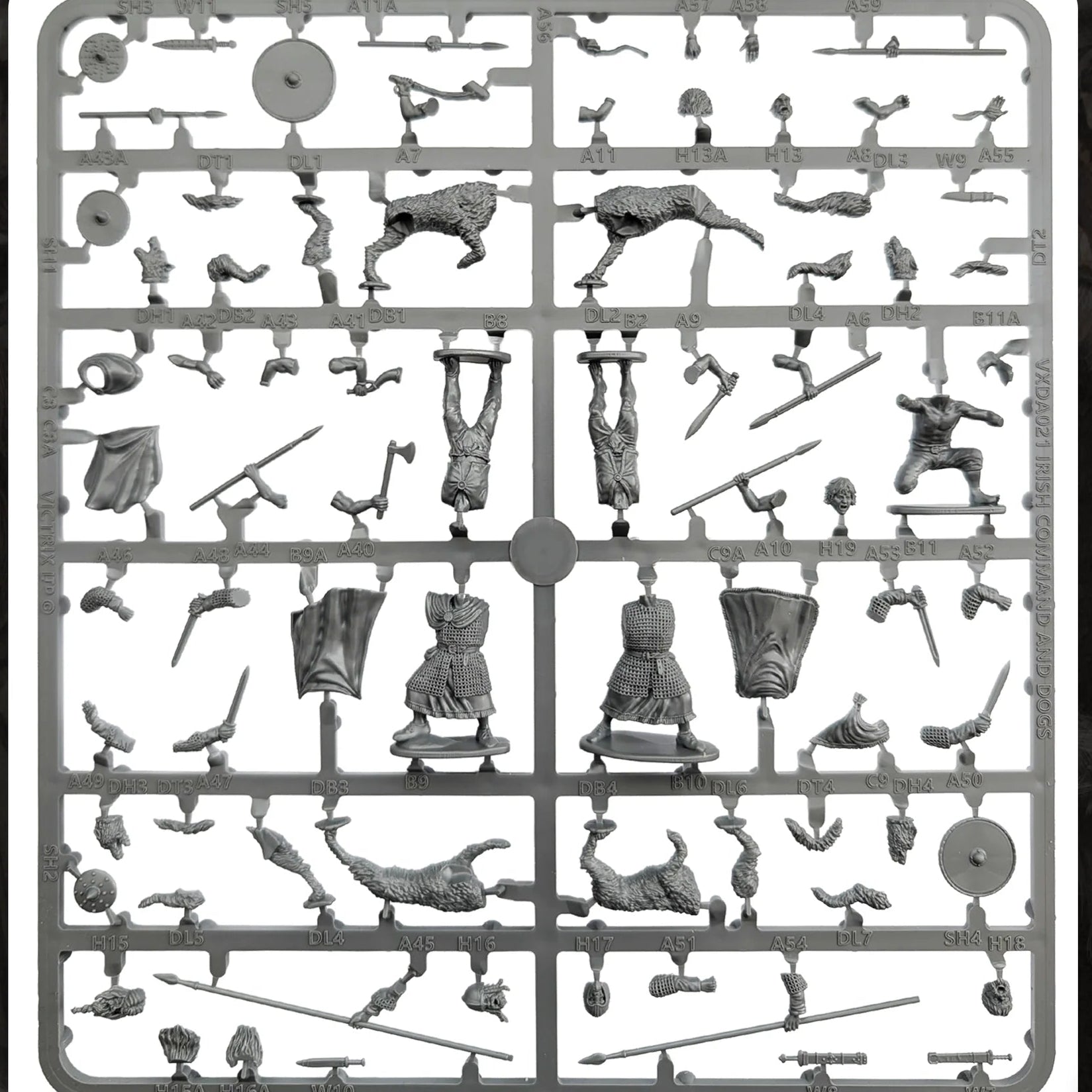 Victrix Dark Age Irish Command & Dogs SINGLE SPRUE from VXDA021