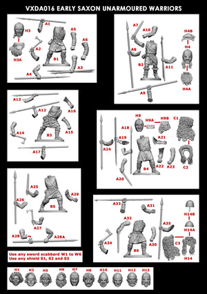 Victrix VXDA016 Early Saxon Unarmoured Warriors - Single sprue