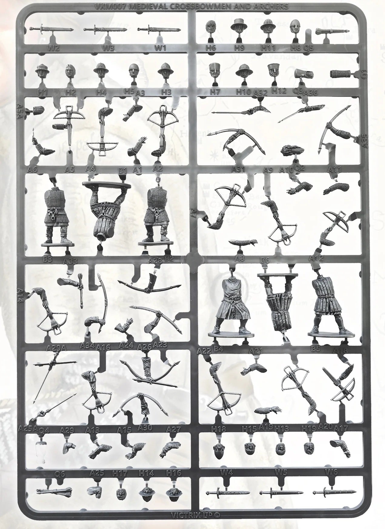 Victrix Medieval Crossbowmen & Archers SINGLE SPRUE from VXM007