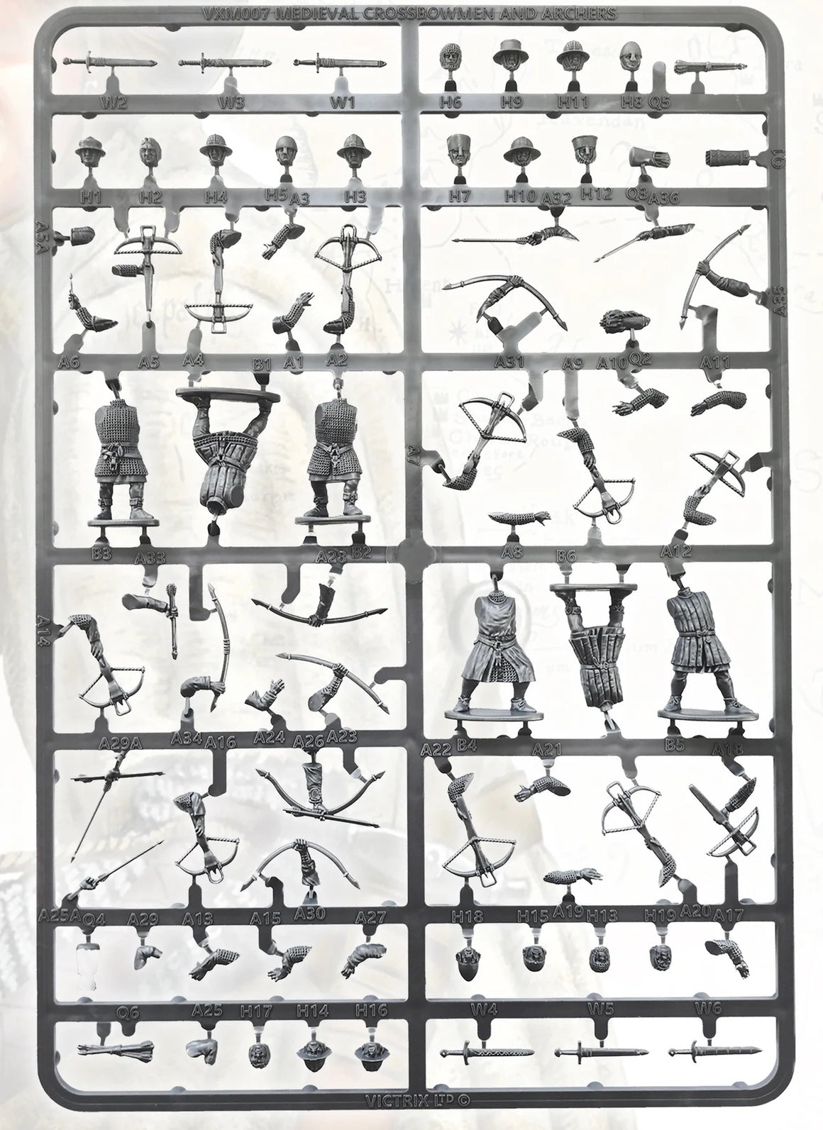 Victrix Medieval Crossbowmen & Archers SINGLE SPRUE from VXM007