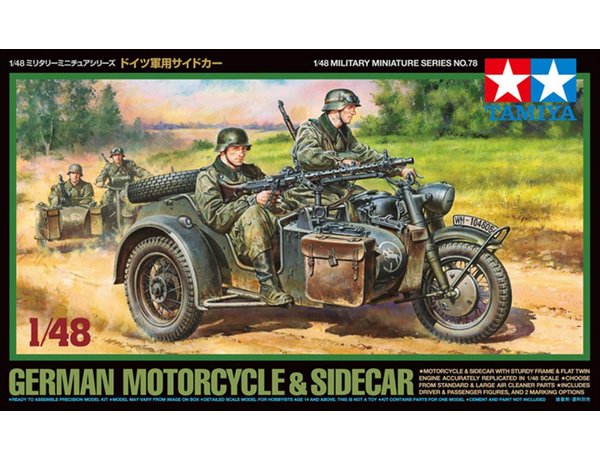 Tamiya 1/48 German Motorcycle & Sidecar 32578