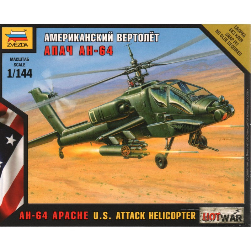 Zvezda 7408 AH-64 Apache U.S. Attack Helicopter