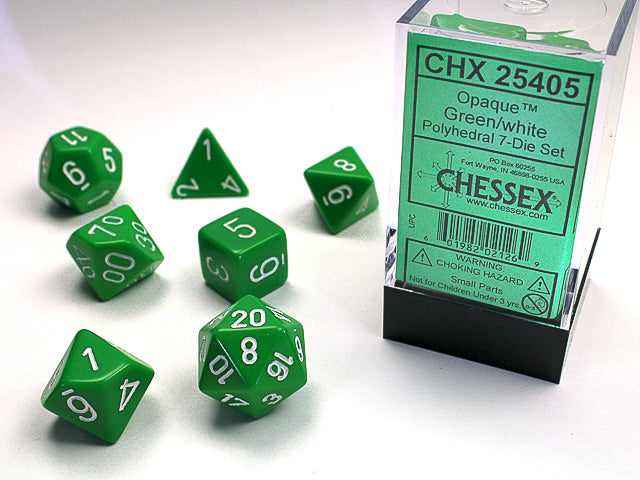 Chessex Dice Set- Green/White