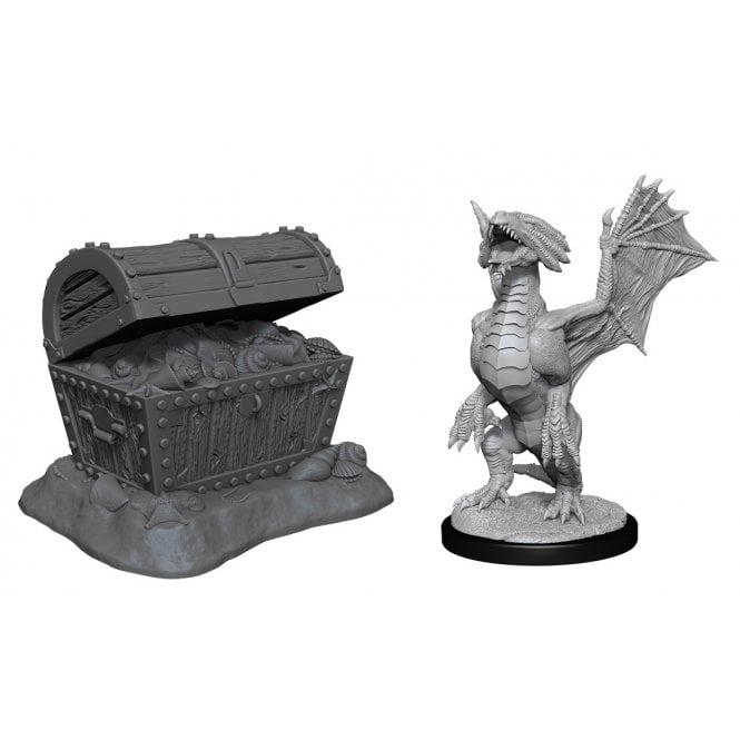 Bronze Dragon Wyrmling & Pile of Sea-Found Treasure (D&D Nolzur's Marvelous Miniatures)